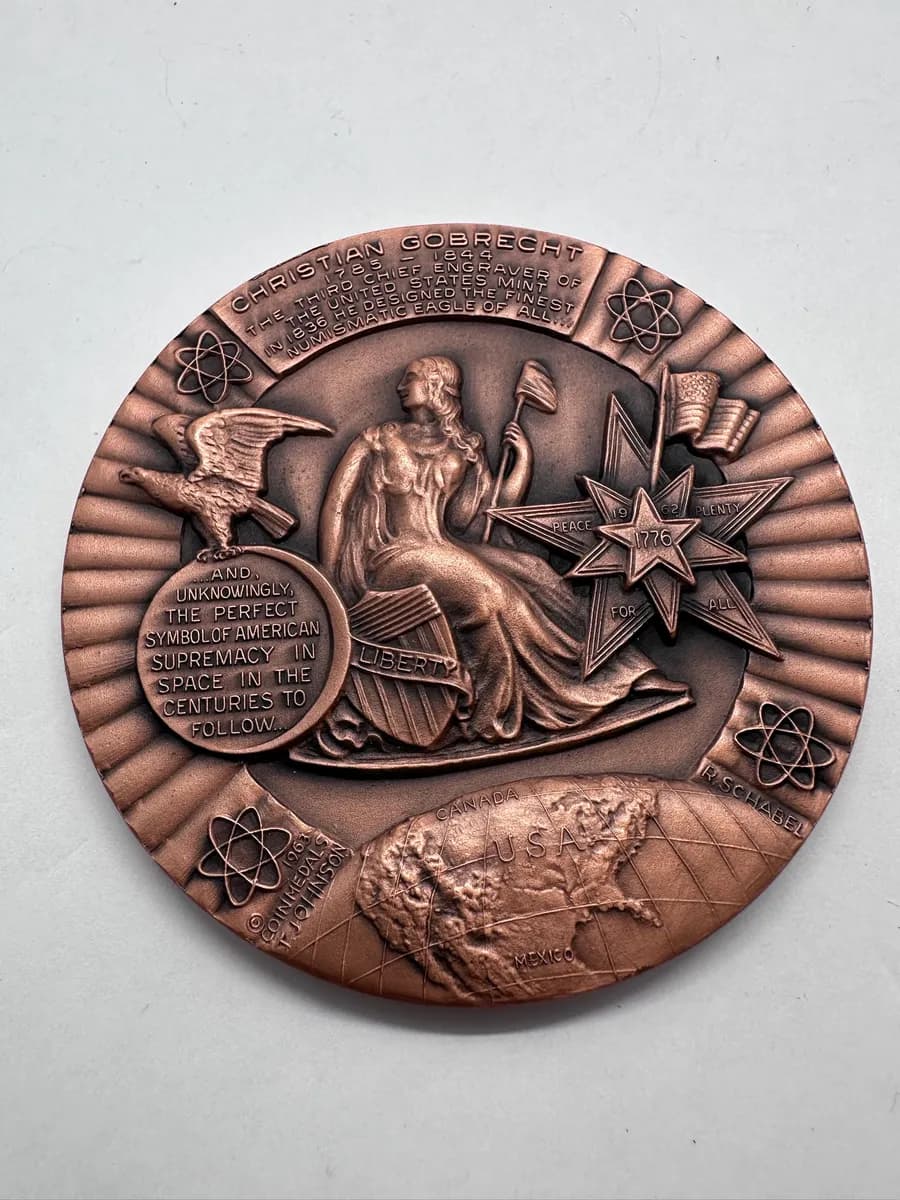 1963 Christian Gobrecht 'Coin Medals' Bronze Commemorative Medal (76mm) 2