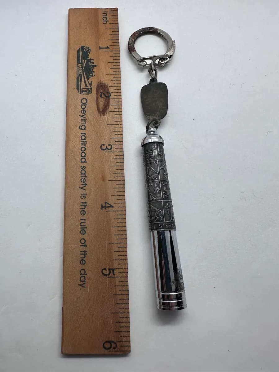 Vintage Keren Hayesod (KH) Keychain Pen with Silver Twelve Tribes Sleeve, Israel 2