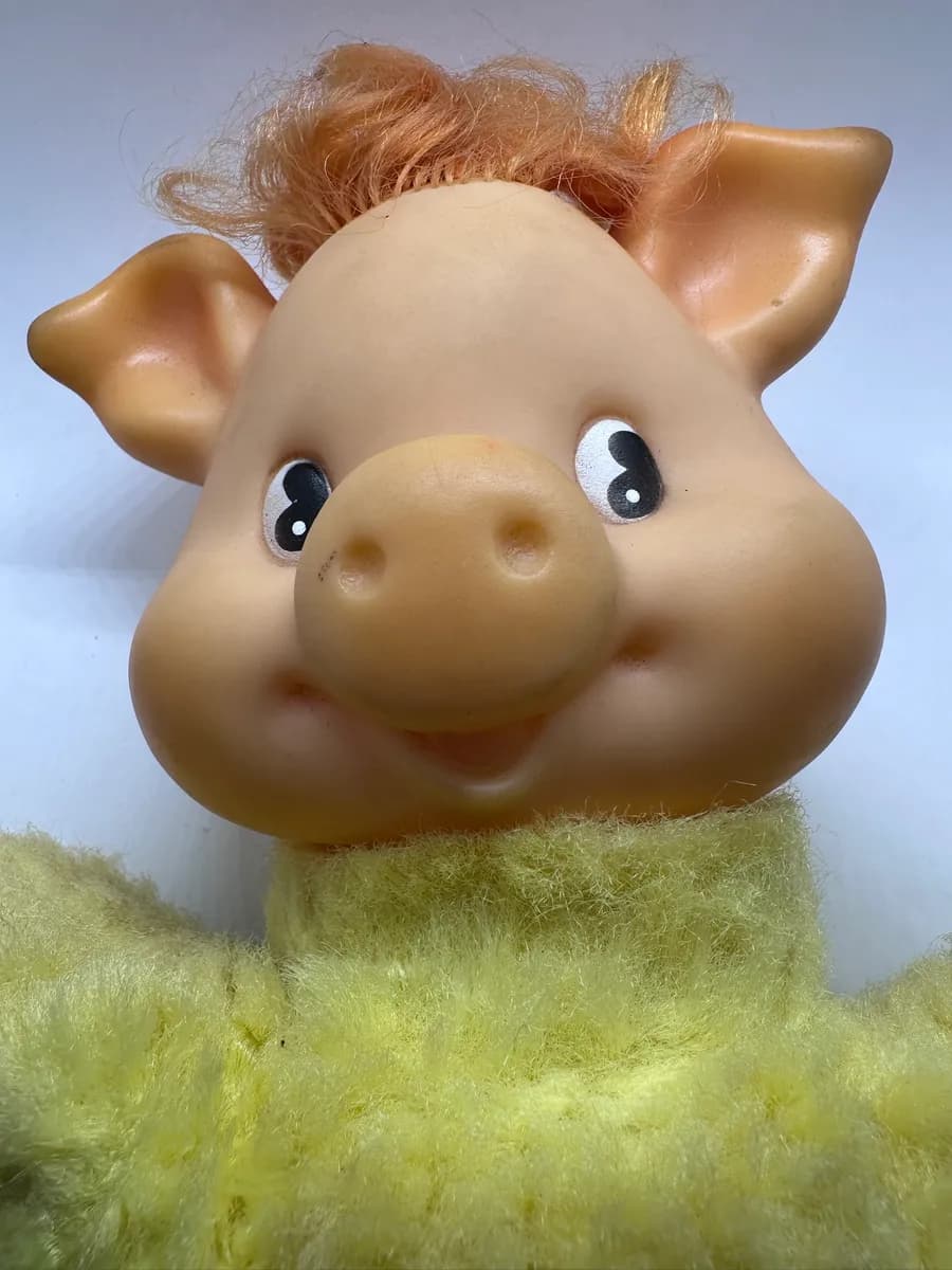 Vintage Soviet Rubber and Fabric Pig Doll 2
