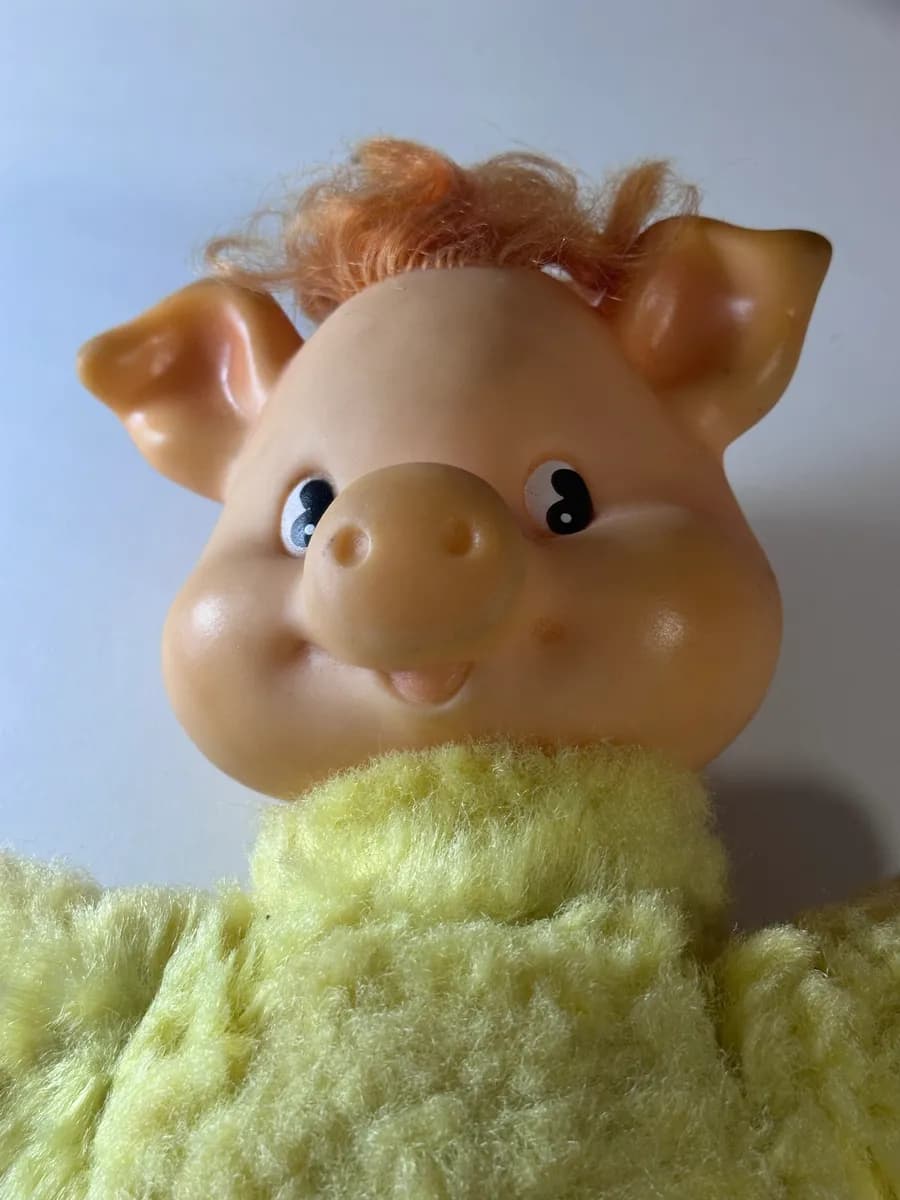 Vintage Soviet Rubber and Fabric Pig Doll 4