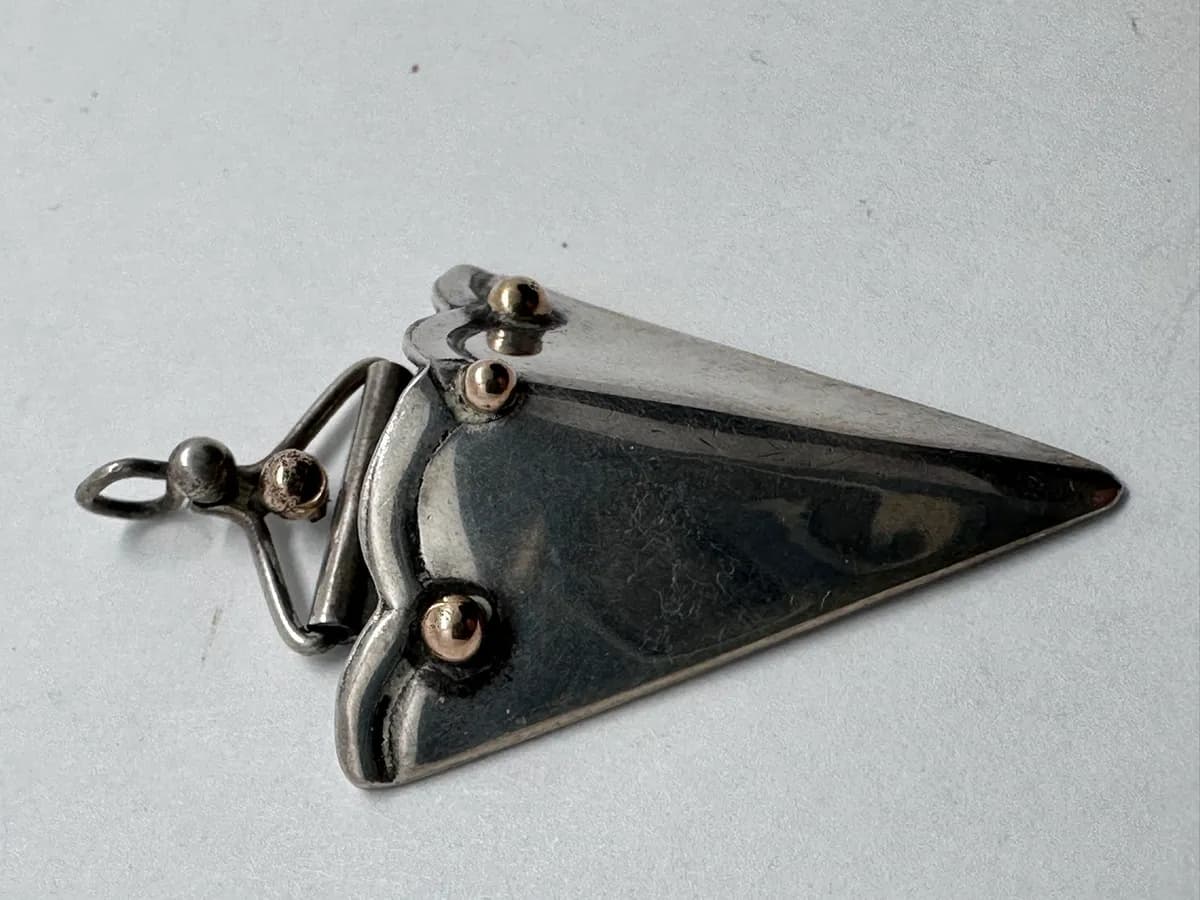 Sterling Silver 925 Handmade Modernist Pendant with 14K Gold Gilded Accents 2