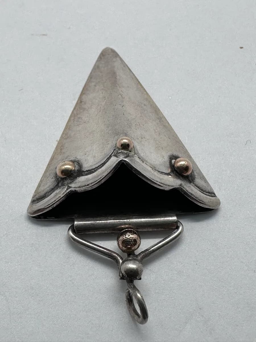 Sterling Silver 925 Handmade Modernist Pendant with 14K Gold Gilded Accents 3