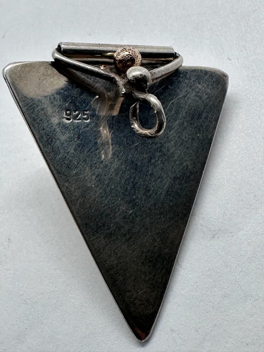 Sterling Silver 925 Handmade Modernist Pendant with 14K Gold Gilded Accents 4