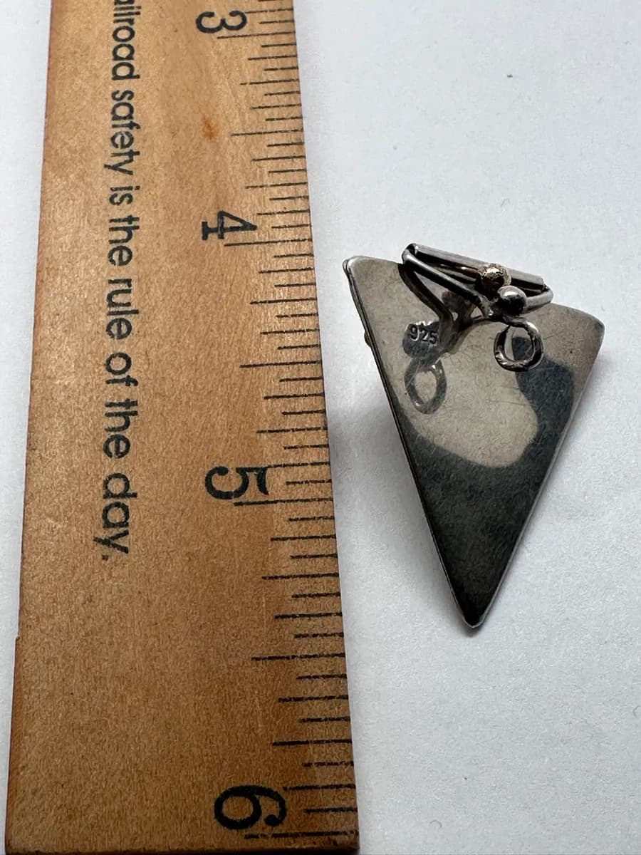 Sterling Silver 925 Handmade Modernist Pendant with 14K Gold Gilded Accents 5