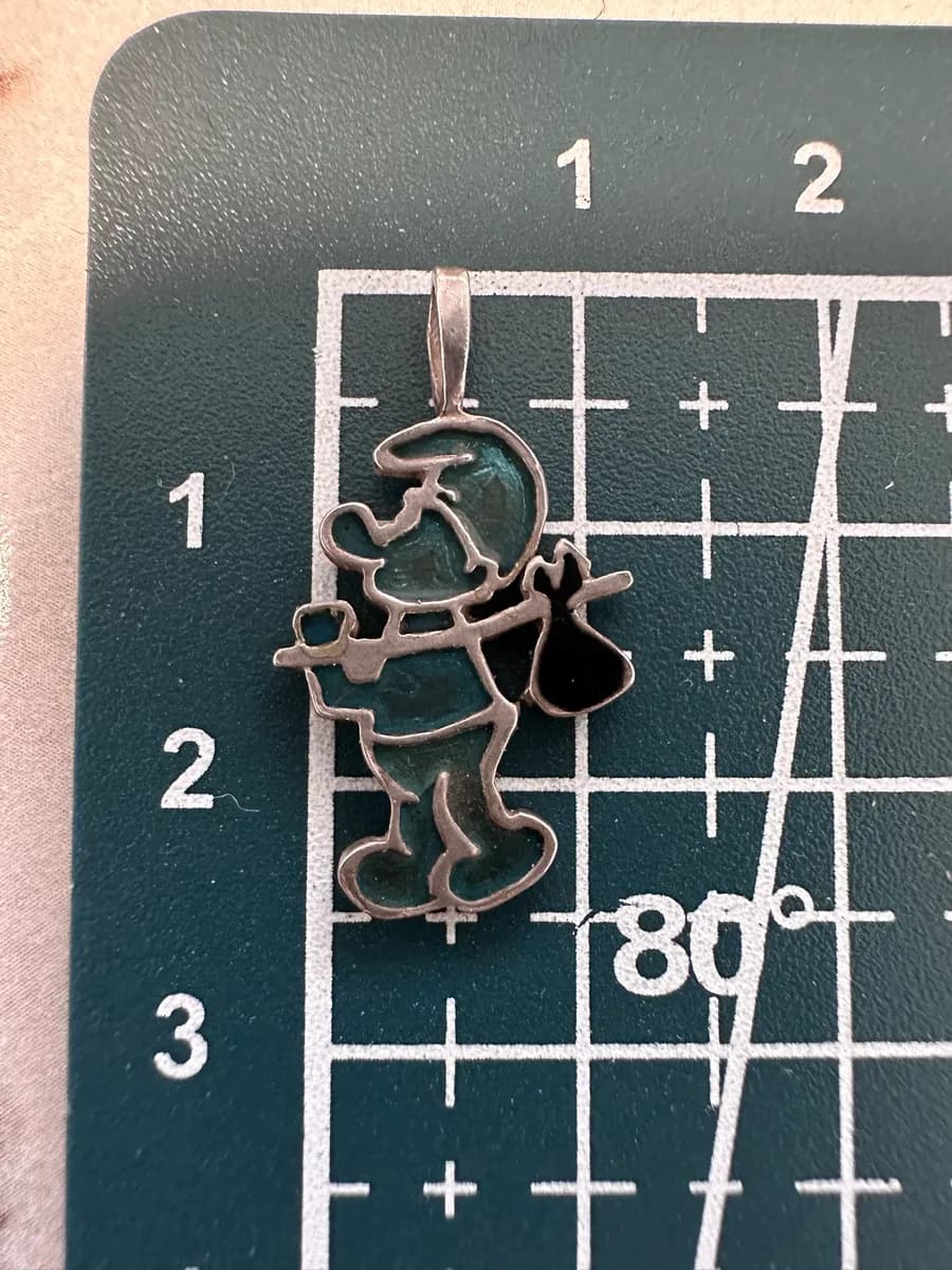 Vintage Smurfs 925 Sterling Silver Enamel Pendant – 1970s European Jewelry 3