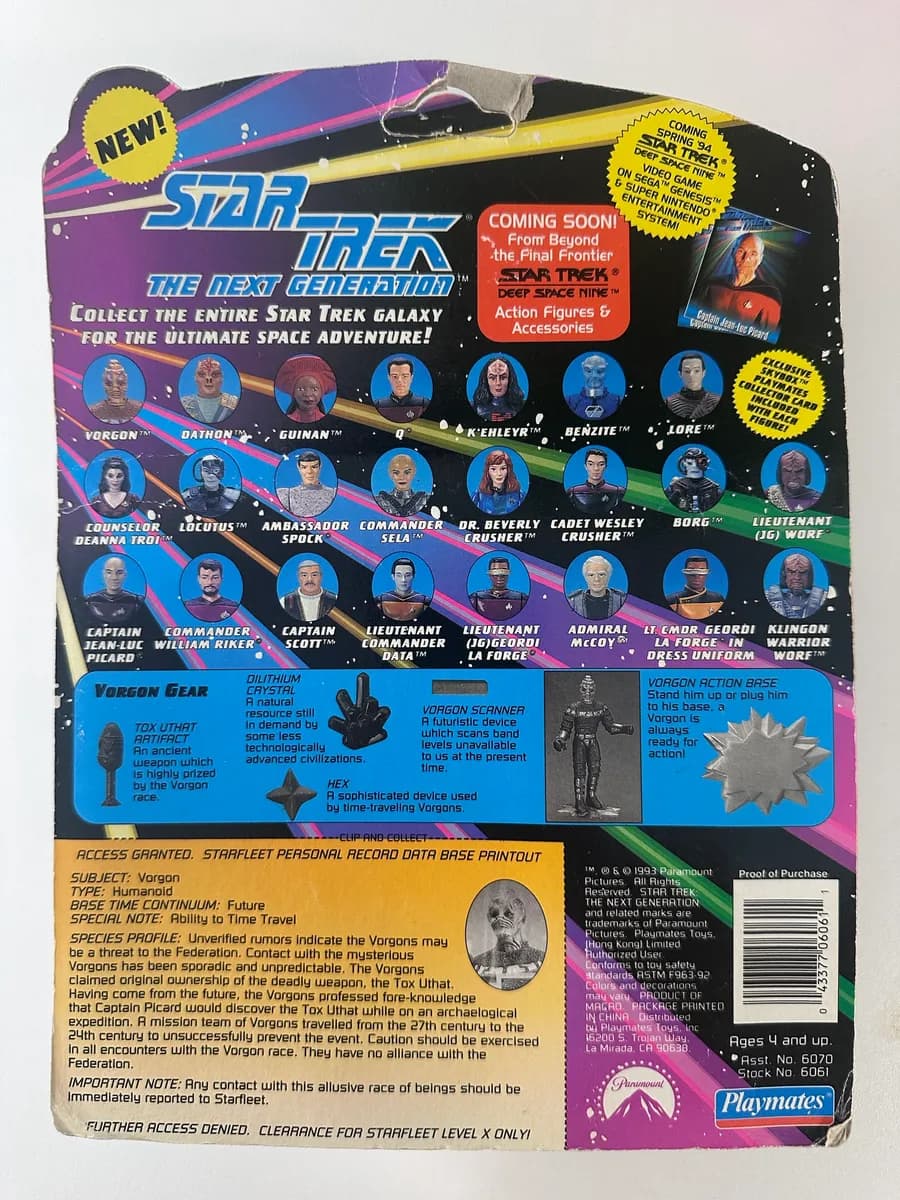 Star Trek The Next Generation "The Vorgon" Action Figure, Playmates 1993, Carded 2