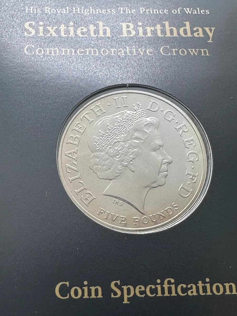 2008 UK £5 Crown, Prince of Wales 60th Birthday, Royal Mint BU Pack 4
