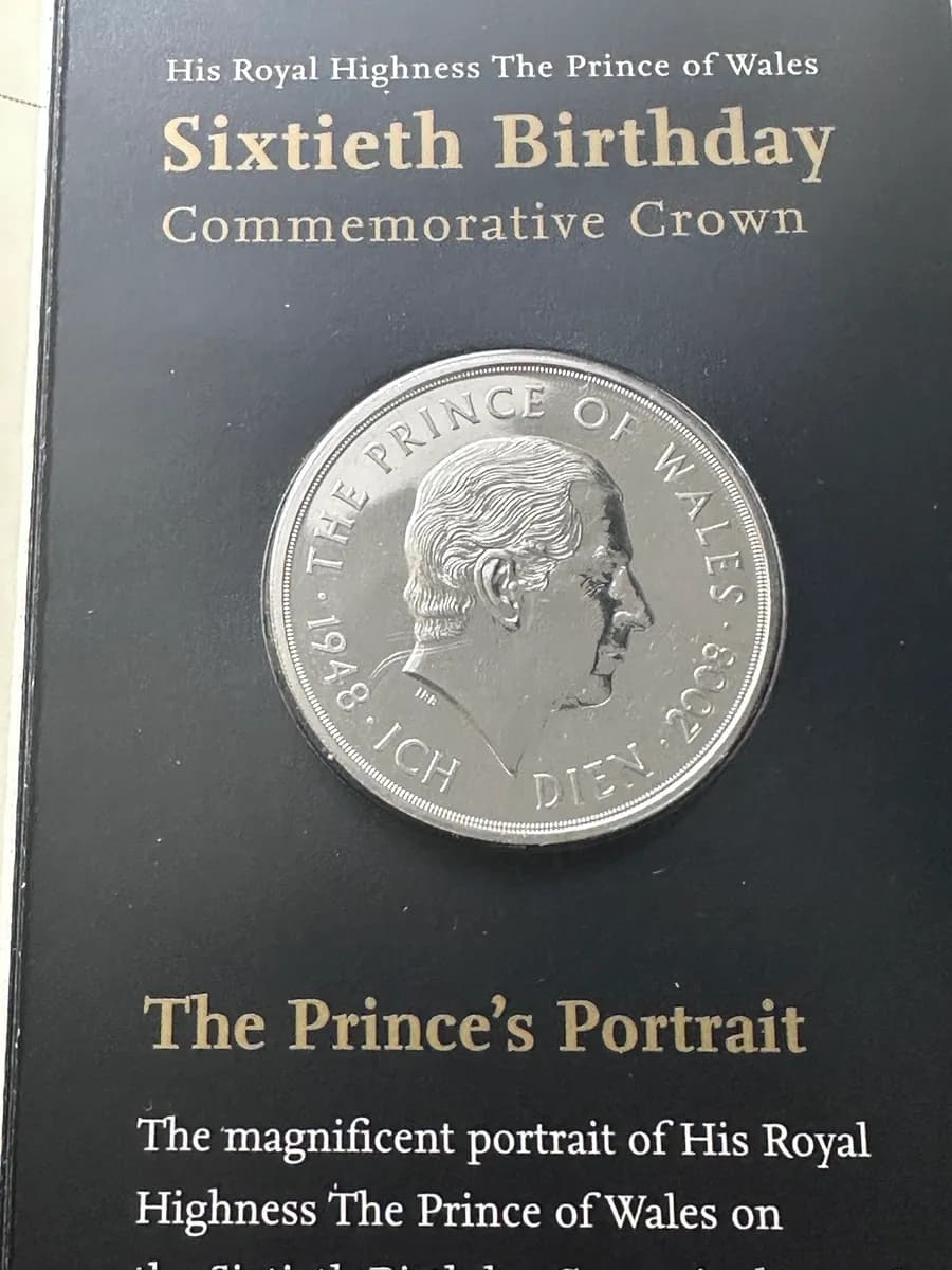 2008 UK £5 Crown, Prince of Wales 60th Birthday, Royal Mint BU Pack 2
