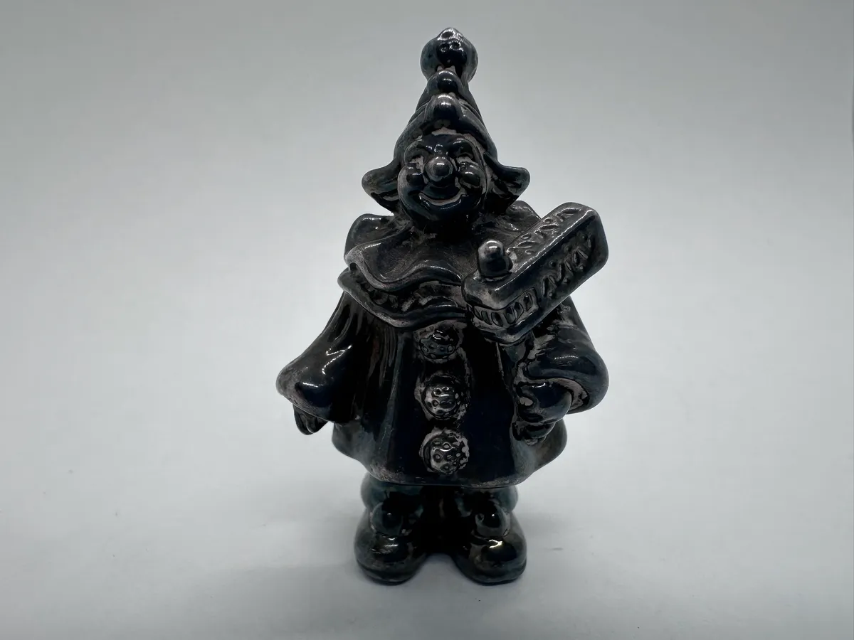 Miniature Sterling Silver (925) Purim Clown with Gragger Figurine