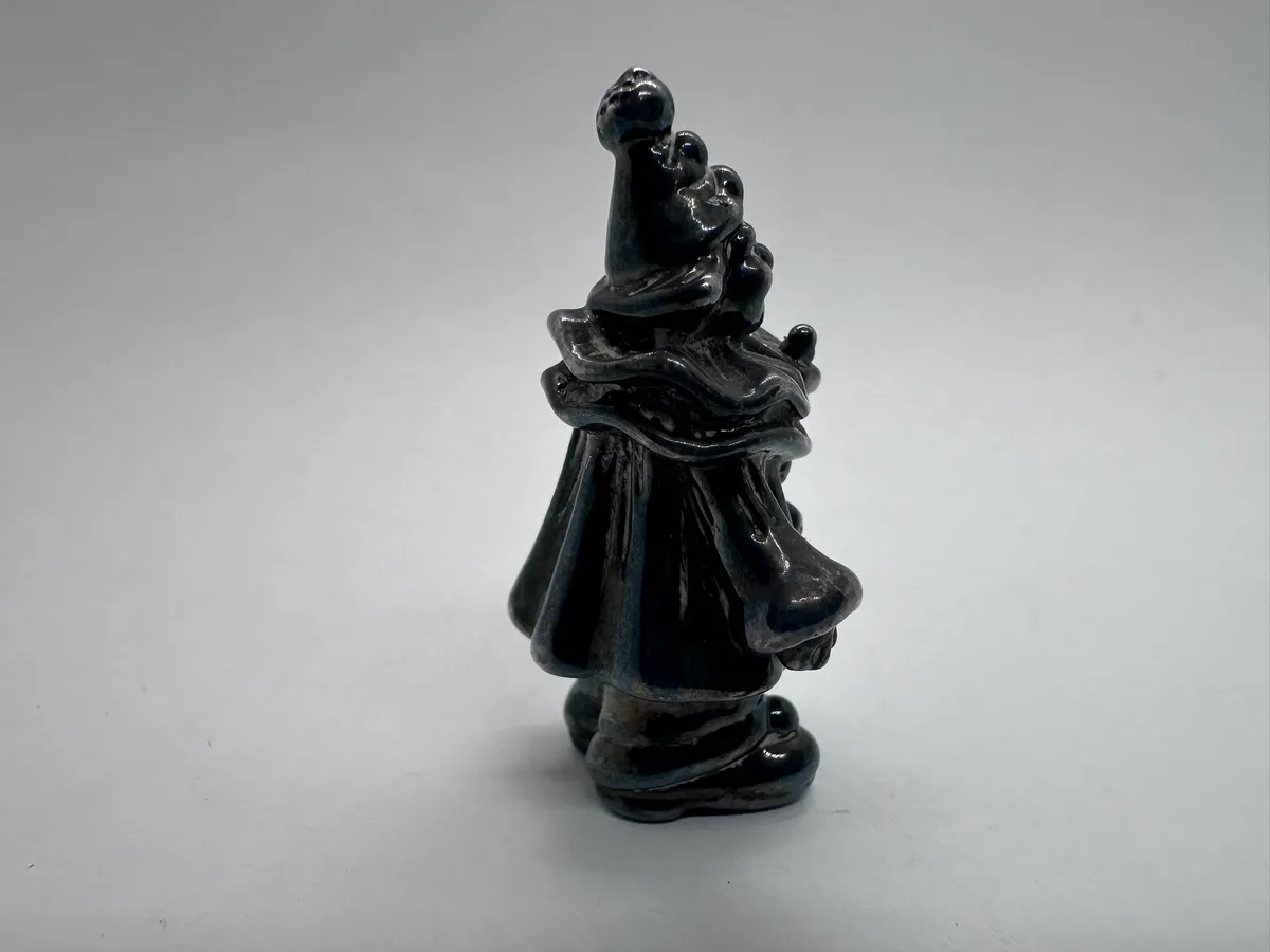 Miniature Sterling Silver (925) Purim Clown with Gragger Figurine 2