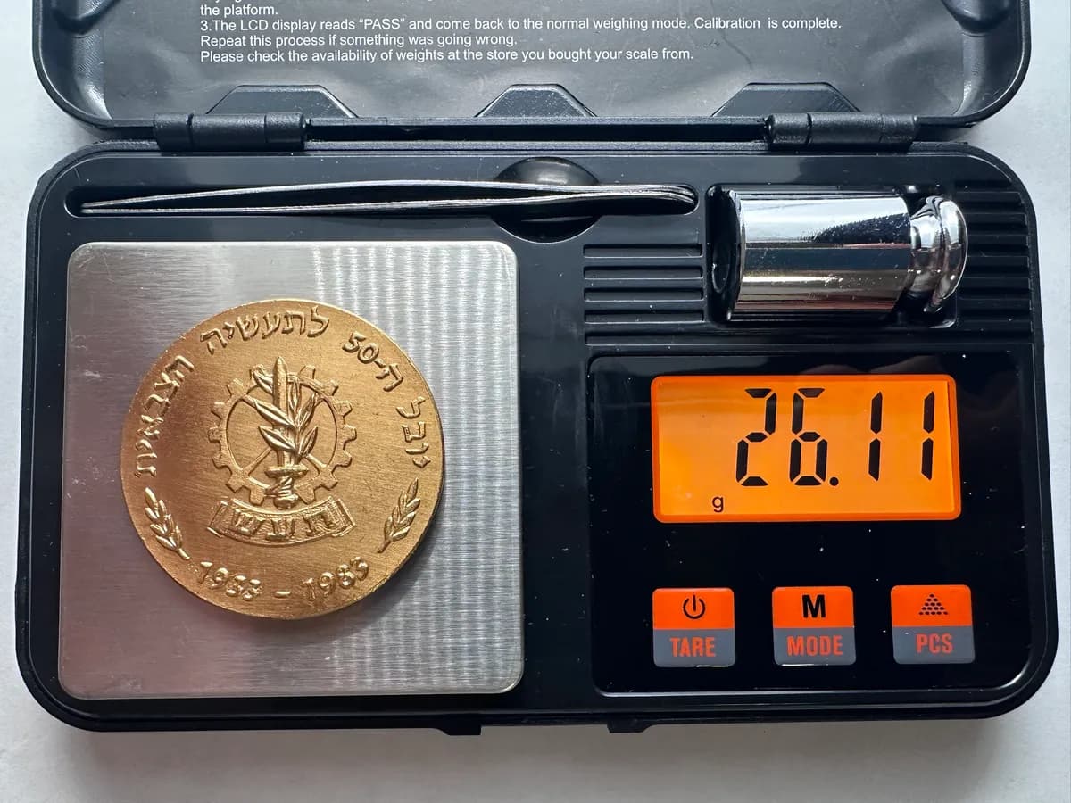 Israel Military Industries (TA'AS) 50th Anniversary Gilt Medal 1933-1983 in Olive Wood Case 5