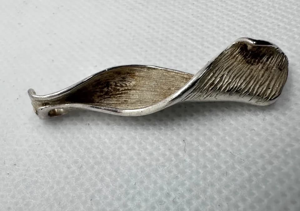 Modernist Textured Sterling Silver Twist Pendant