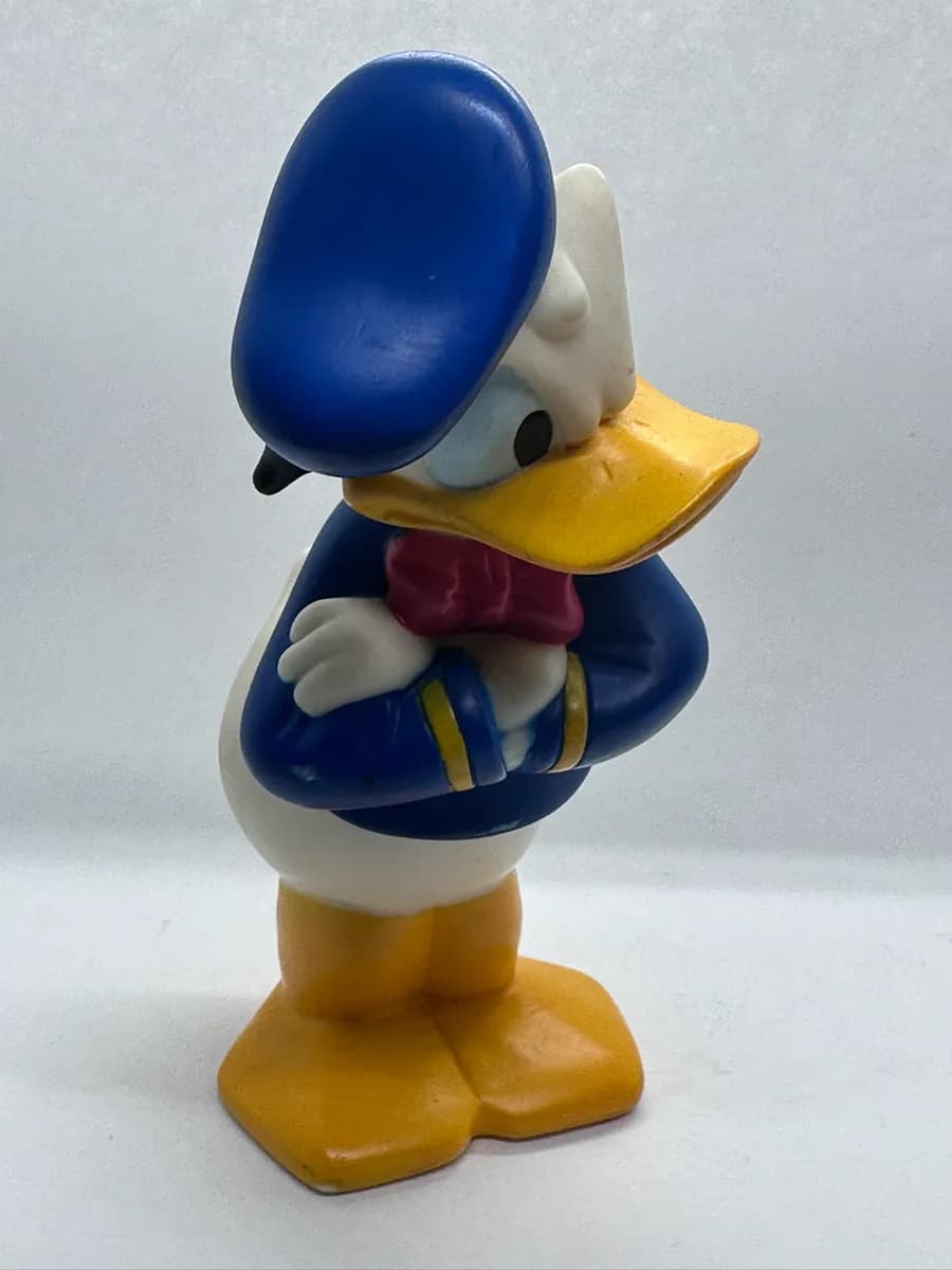 Vintage Disney Donald Duck Squeeze Toy Figure, Sailor Suit, Arms Crossed, 14 cm