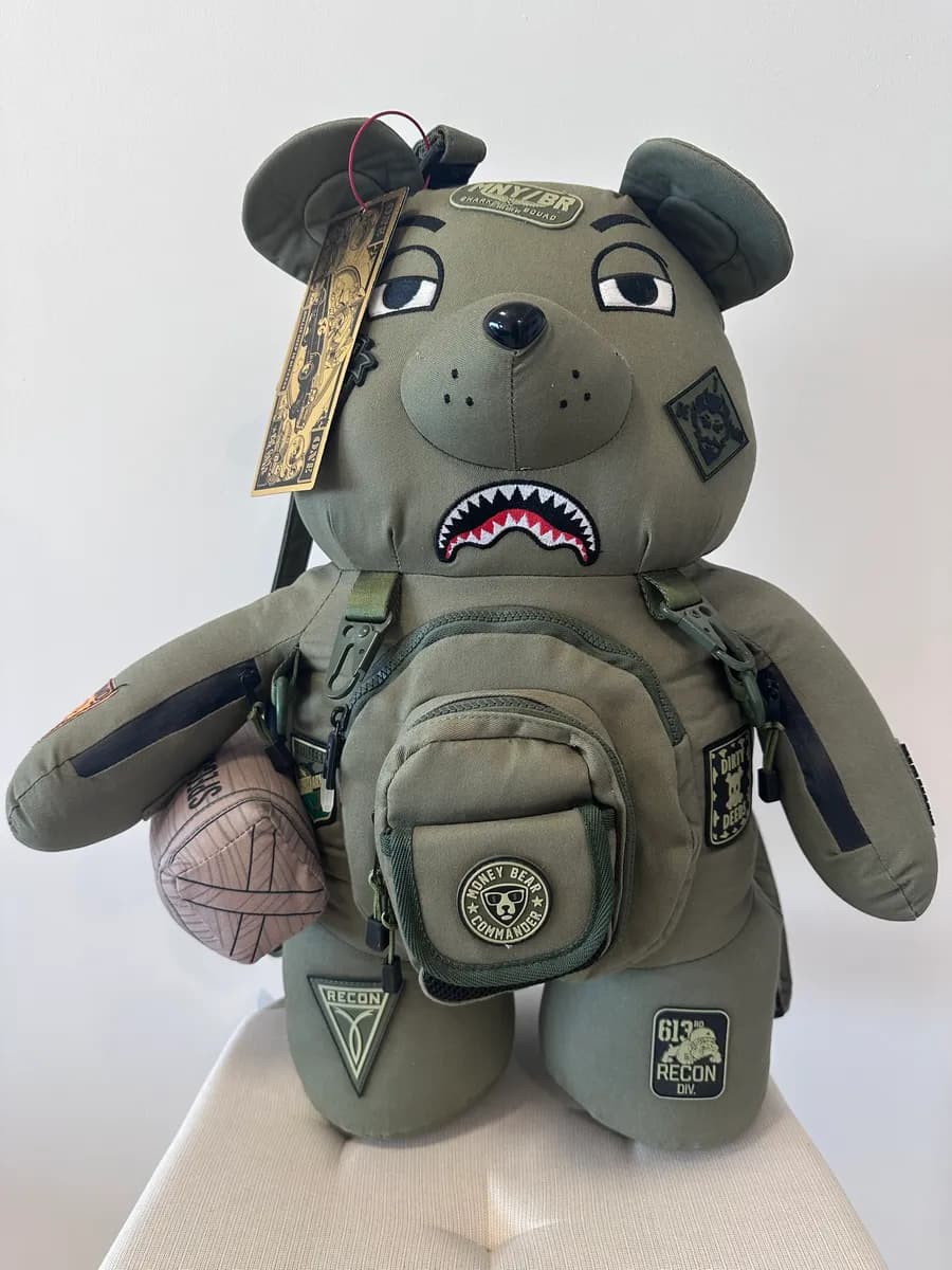 Sprayground Tactical Money Bear Backpack - Olive Green