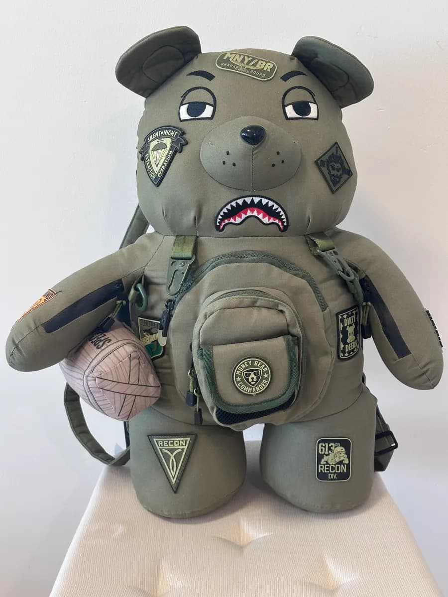 Sprayground Tactical Money Bear Backpack - Olive Green 2