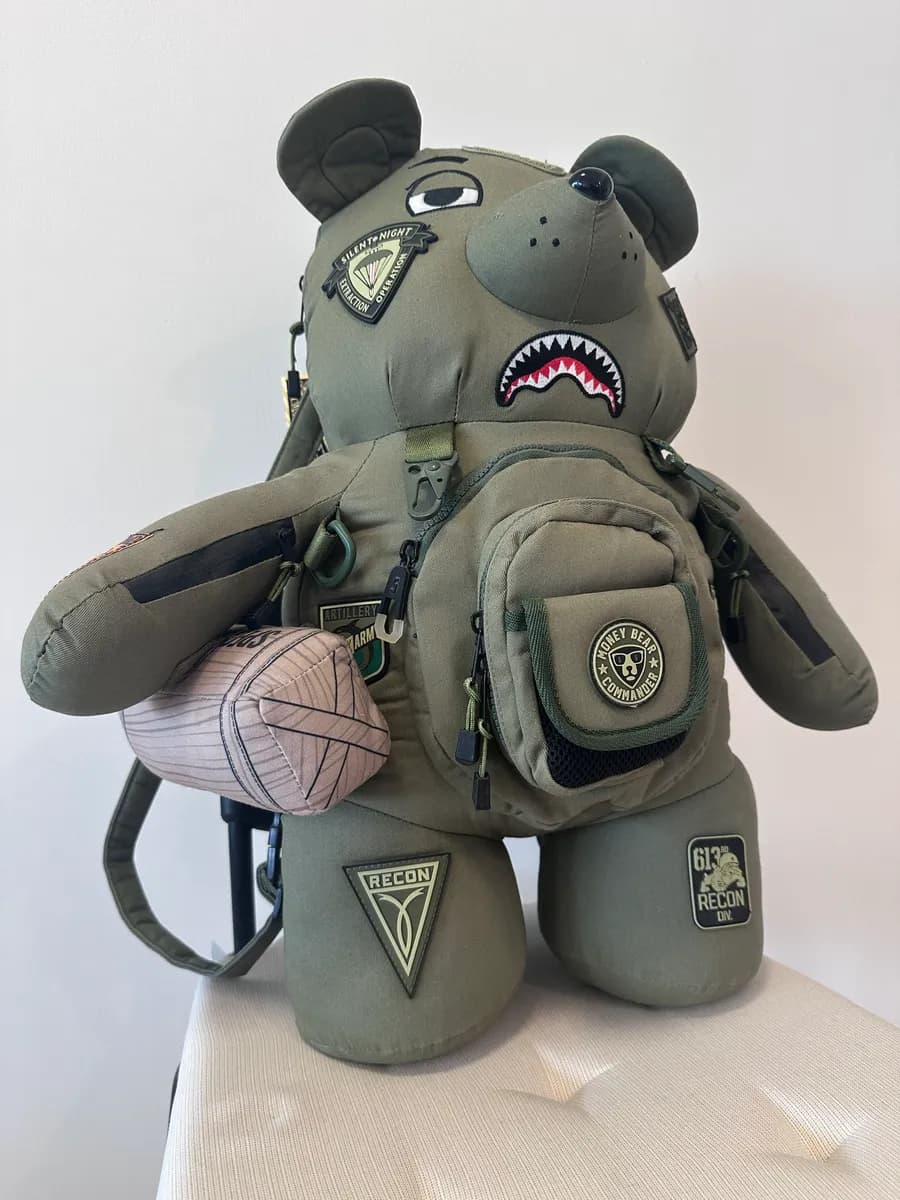 Sprayground Tactical Money Bear Backpack - Olive Green 3