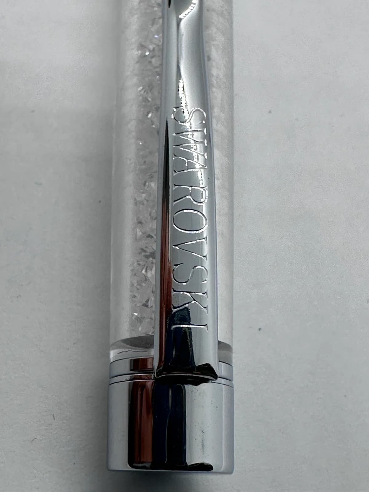 Swarovski Crystalline Ballpoint Pen, White Pearl Lacquer with Clear Crystals, Velvet Pouch 7