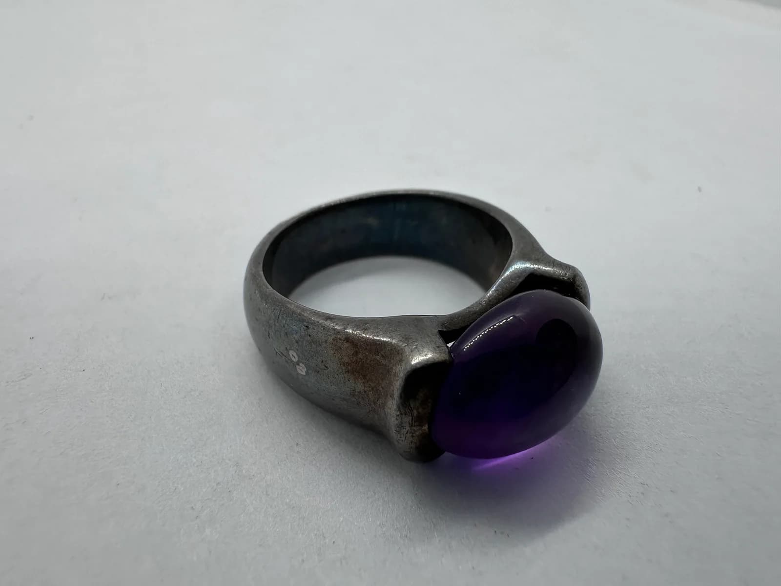 Sterling Silver Ring with Amethyst Cabochon 2