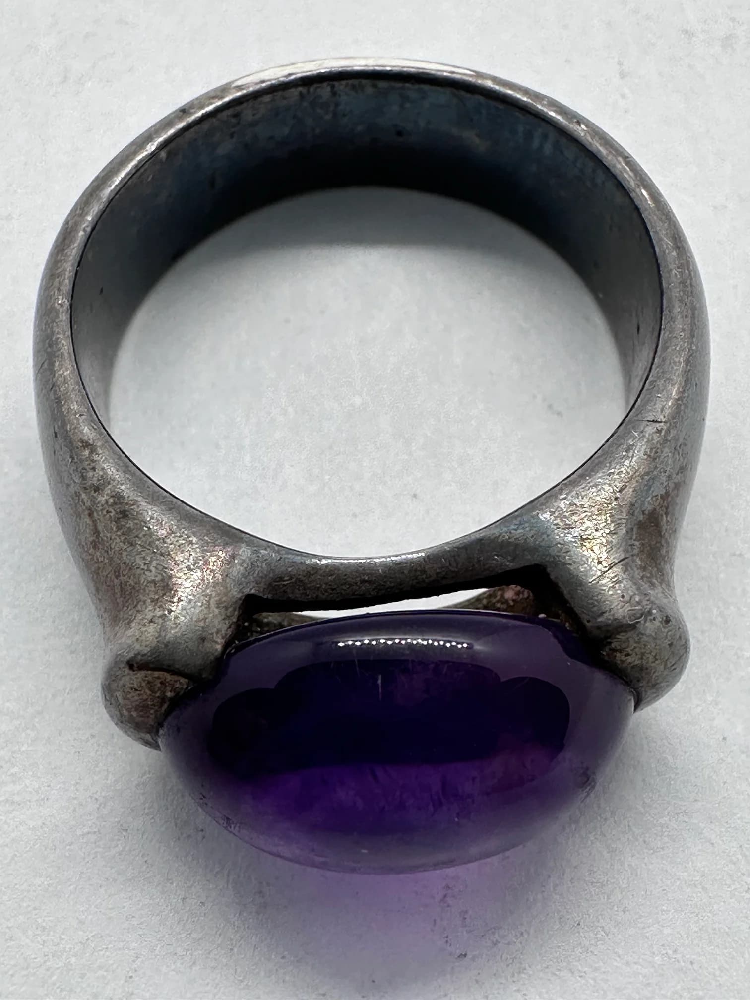 Sterling Silver Ring with Amethyst Cabochon 3