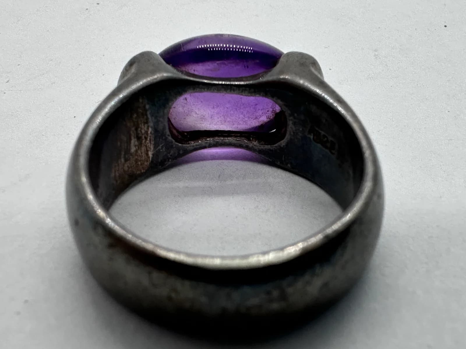 Sterling Silver Ring with Amethyst Cabochon 4