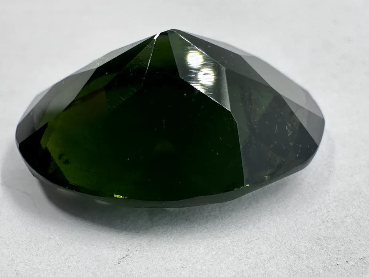 Natural Faceted Moldavite 18.85 ct Oval, Czech Tektite, Specific Gravity Tested 7