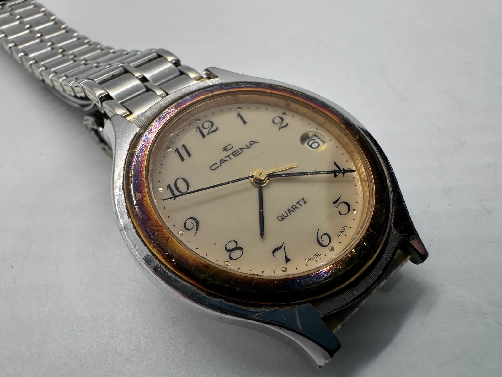 Catena Swiss Made Ladies Quartz Watch, Cream Dial, Date, Two-Tone Case, Steel Bracelet 3