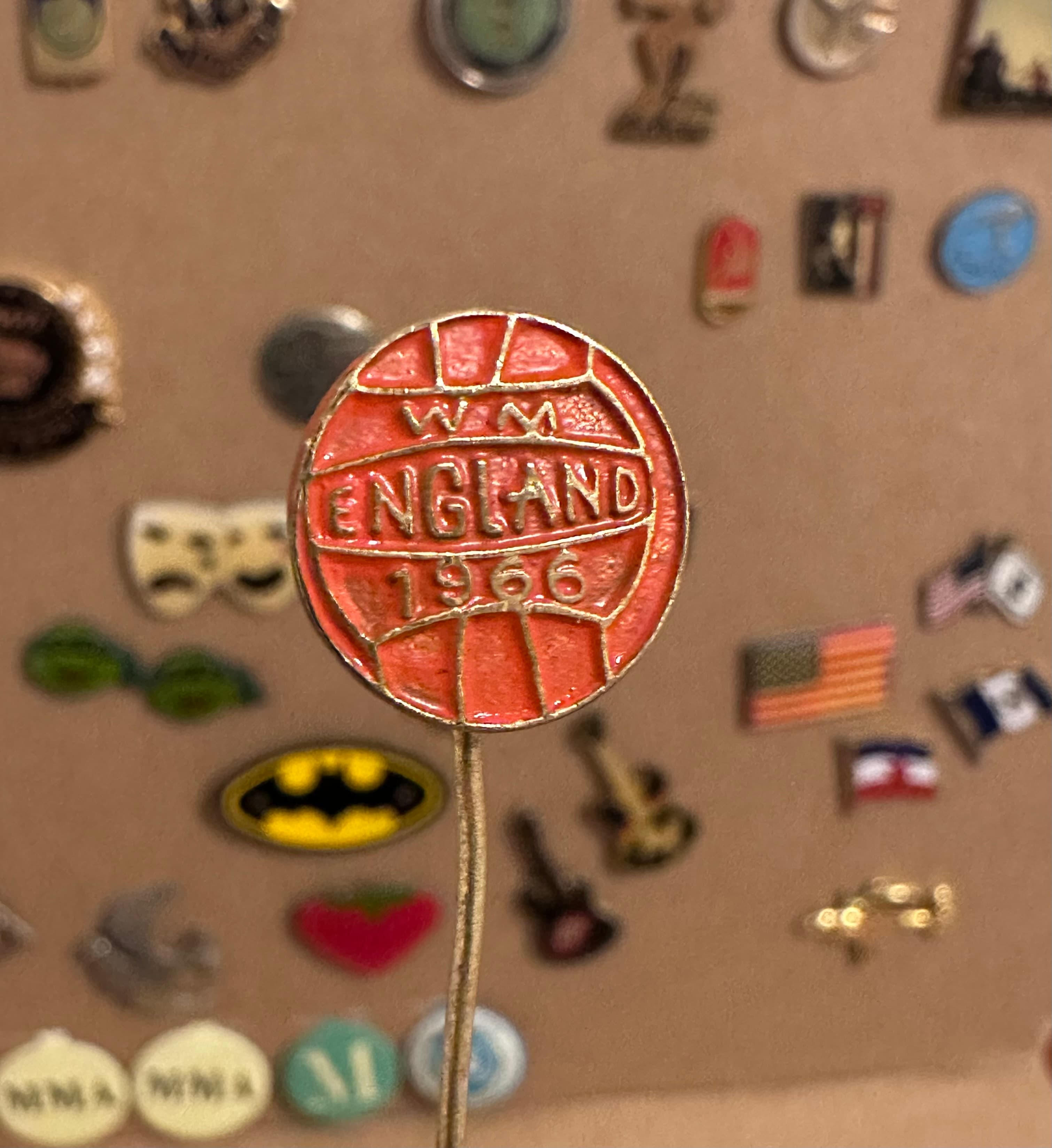 1966 W.M.A England Basketball Stick Pin - Vintage Sports Enamel Badge