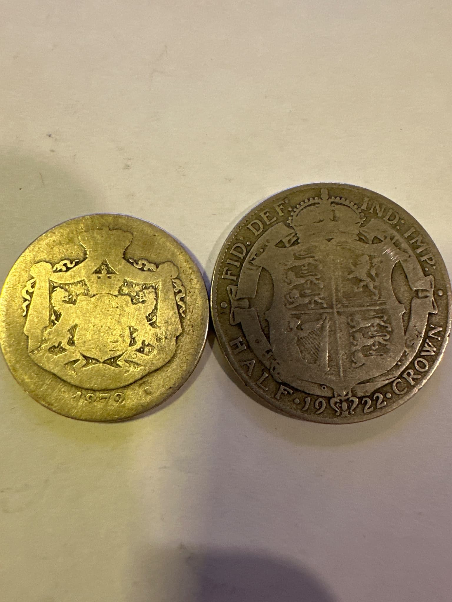 2 Silver Coins Lot 1922 Great Britain Halfcrown George V 1979 Silver Coin 22.97g Total