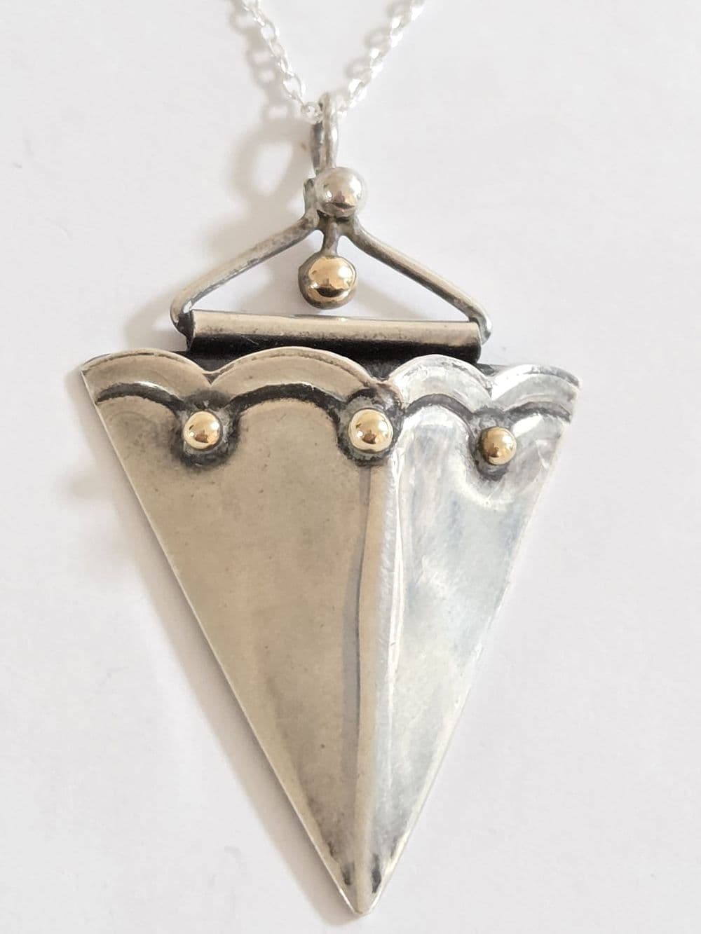 Sterling Silver 925 Necklace Handmade Pendant Gold Gilded Signed