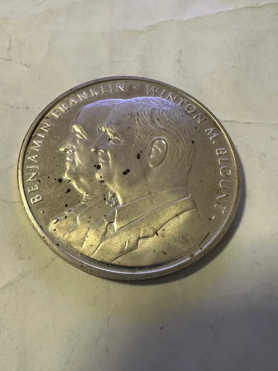 1971 Franklin Mint Sterling Silver USPS Commemorative Medal Benjamin Franklin Winton M Blount