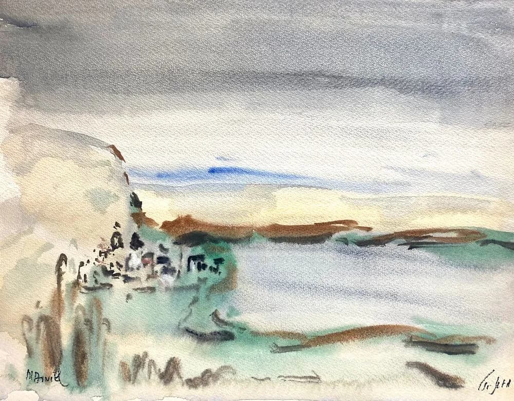 Mordechai Avniel (1900–1989) – Original Watercolor Landscape, Signed