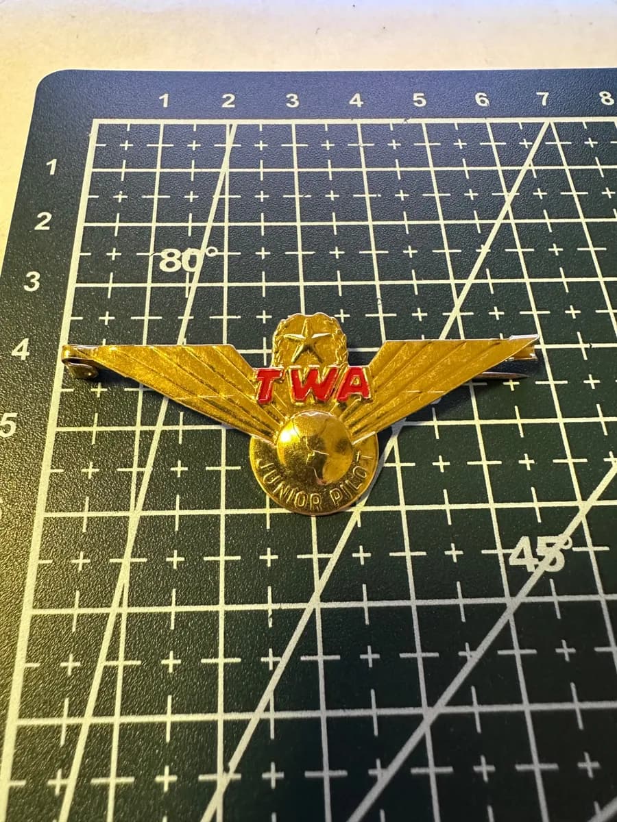 vintage TWA Junior Pilot Wings metal pin