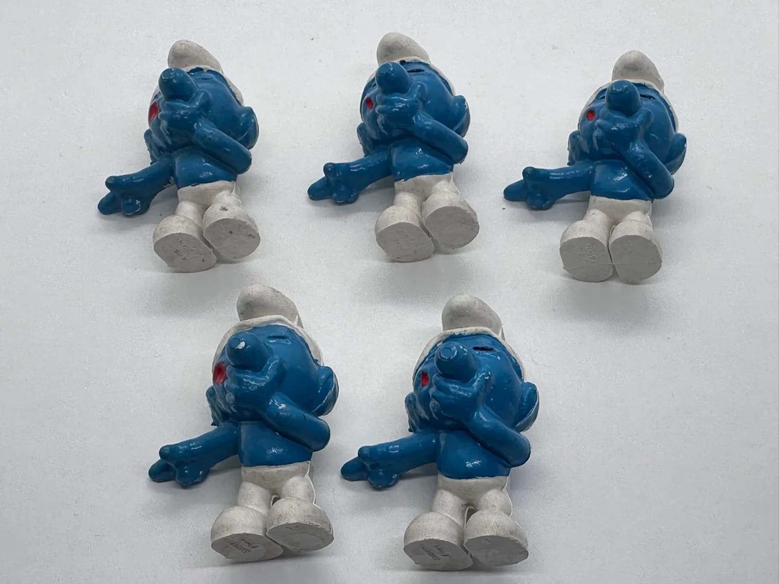 Lot of 5 Vintage Schleich Laughing Smurfs - Peyo W. Germany PVC Figures