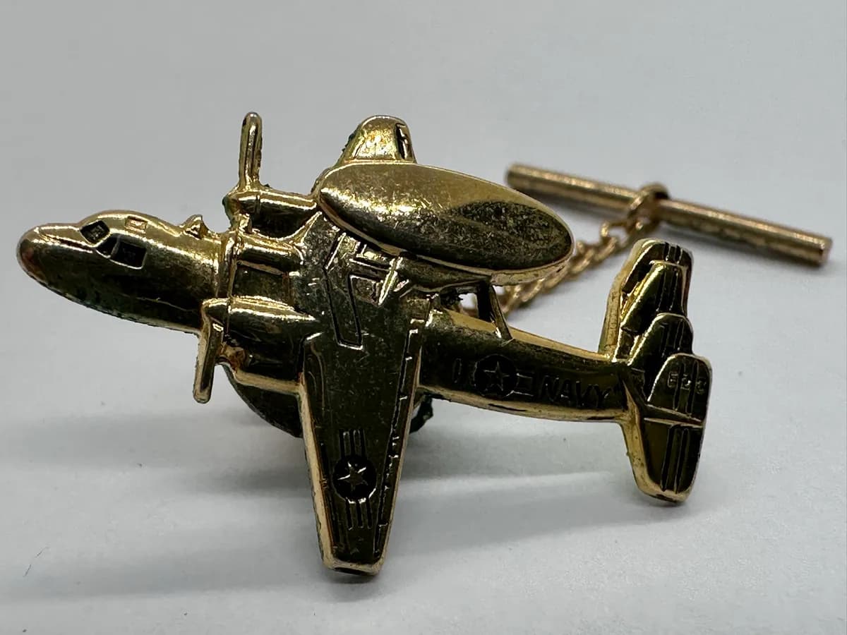 Vintage U.S. Navy E-2 Hawkeye AWACS Aircraft Tie Tack Pin - Military Aviation