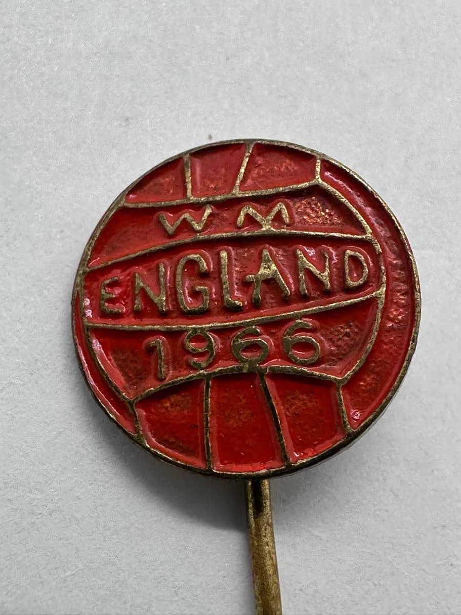 1966 England World Cup Football Stick Pin, Vintage Enamel Badge (WM 1966)