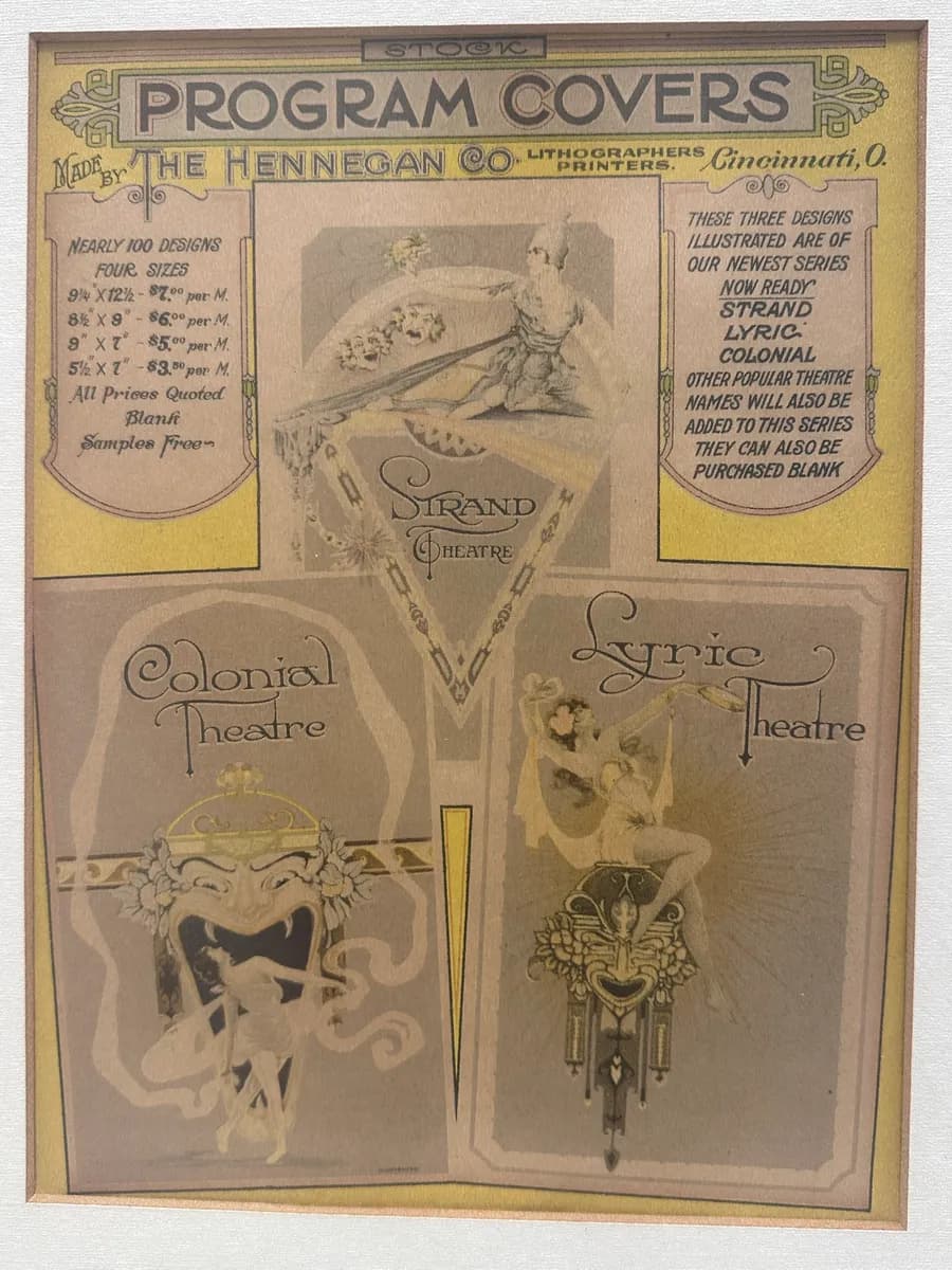 Hennegan Co. Theatre Program Covers Advertisement, Cincinnati, c. 1915-1925