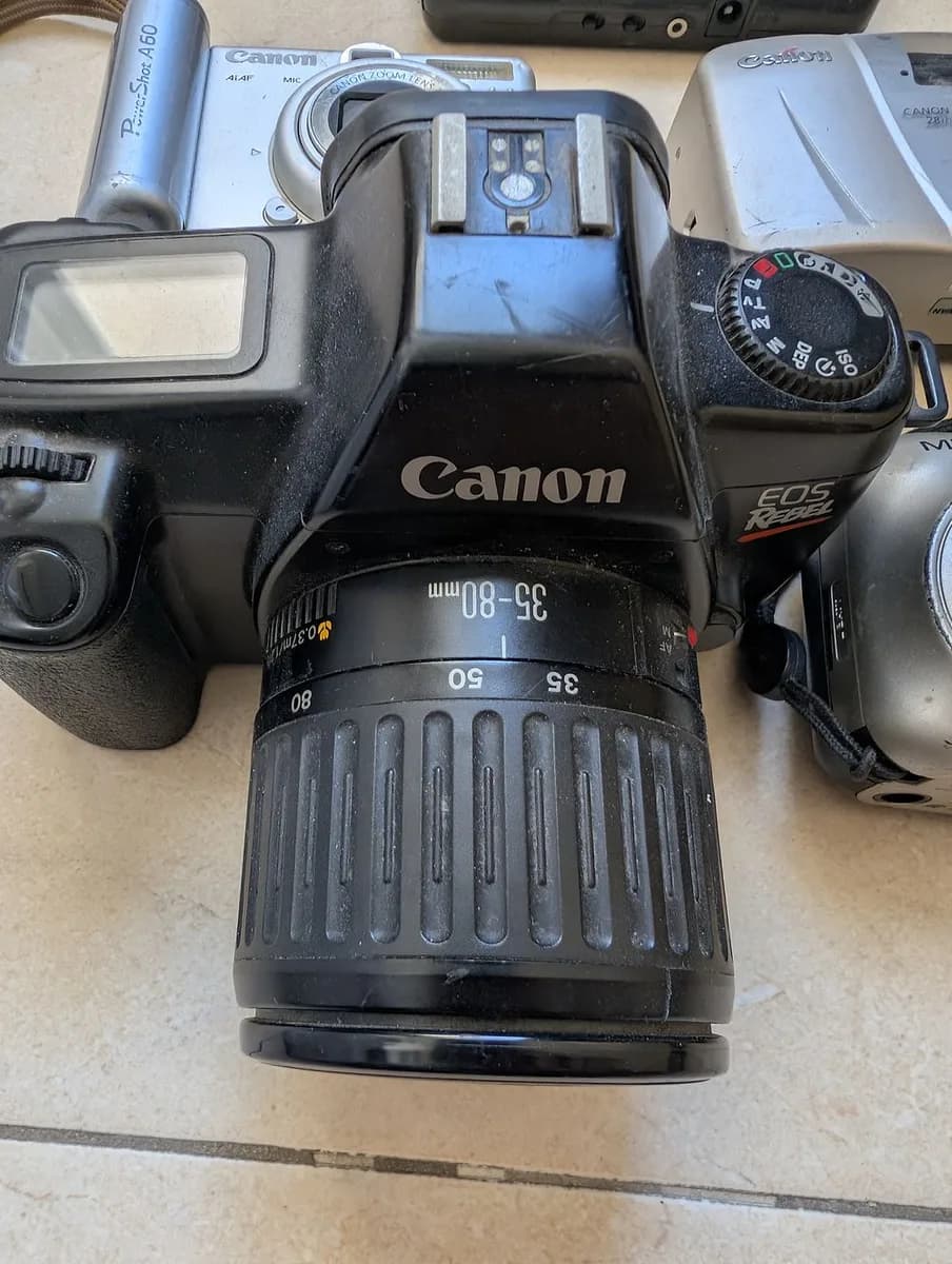 Canon EOS Rebel 35mm SLR Film Camera with Canon EF 35-80mm Zoom Lens, Untested