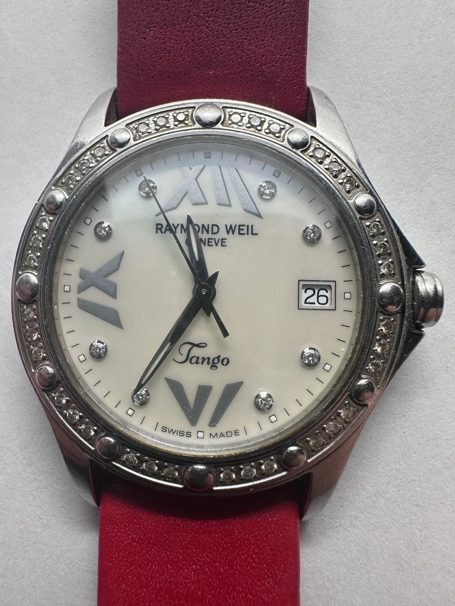 Raymond Weil Tango 5590 Ladies Watch, Diamond Bezel, Mother of Pearl Dial, 37mm